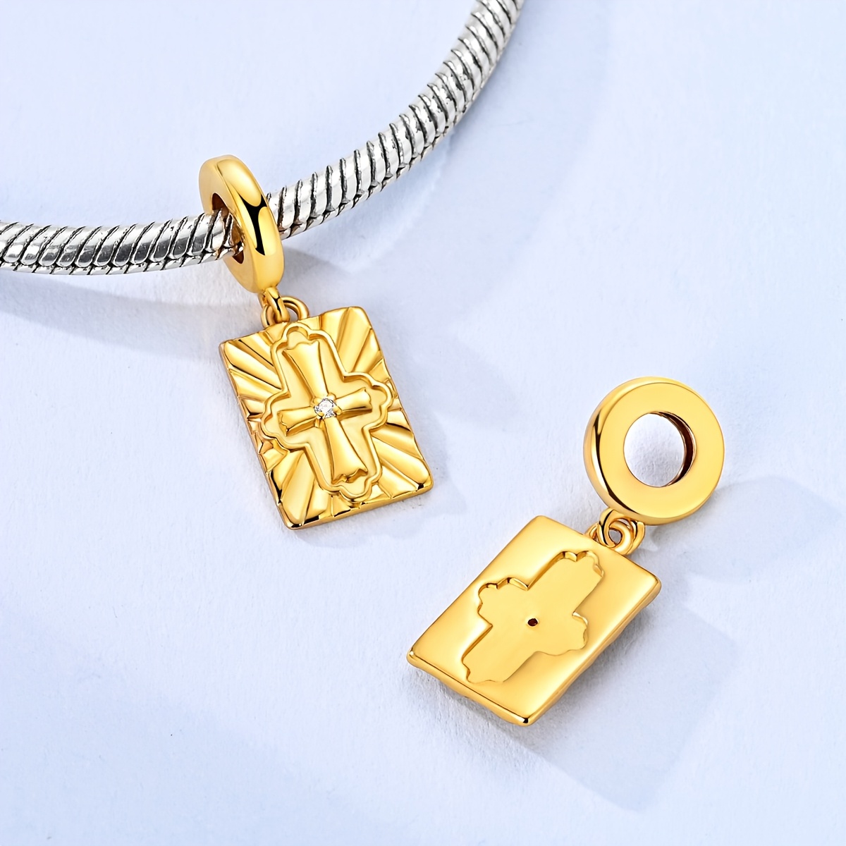 18K Golden Plated Enamel Cross Pendant Necklace
